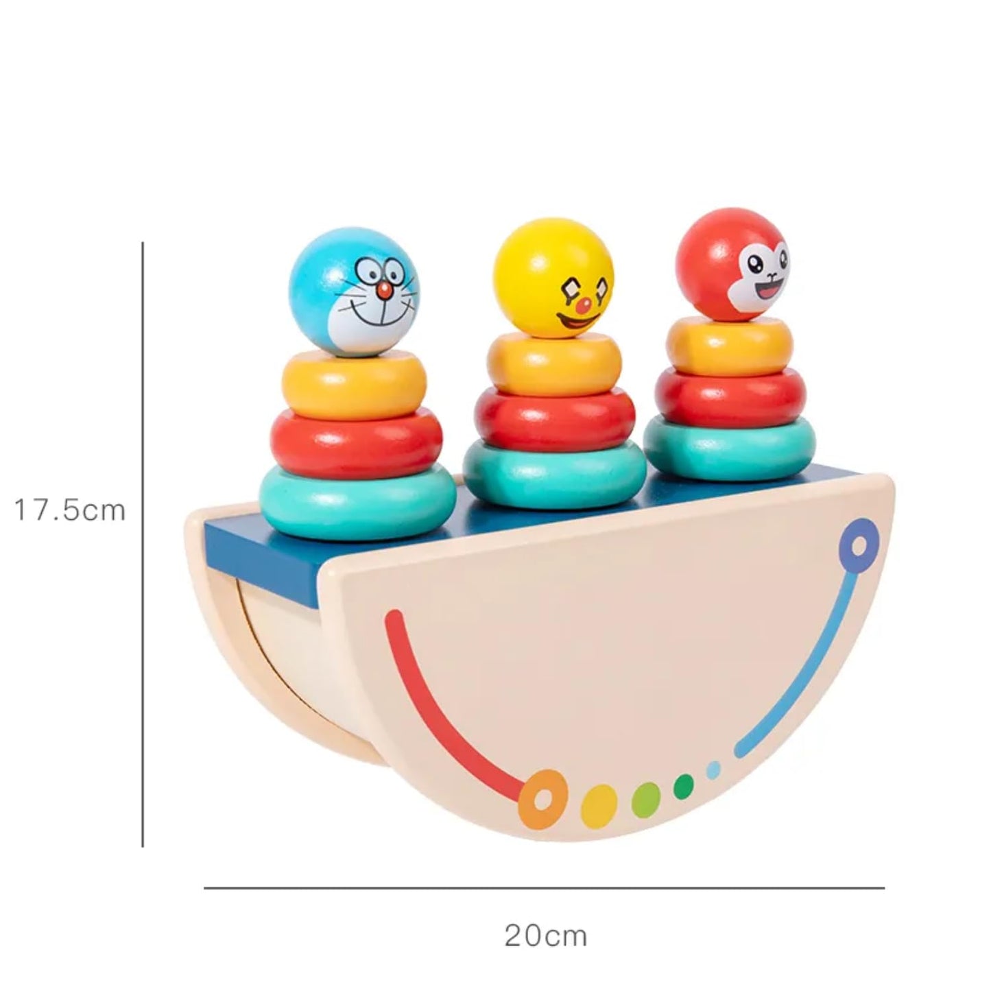 Baybee Wooden see saw Stacking Toys for Kids, Montessori Building Blocks Toy with 9 Colourful Rings, Learning Educational Game Pretend Play Set