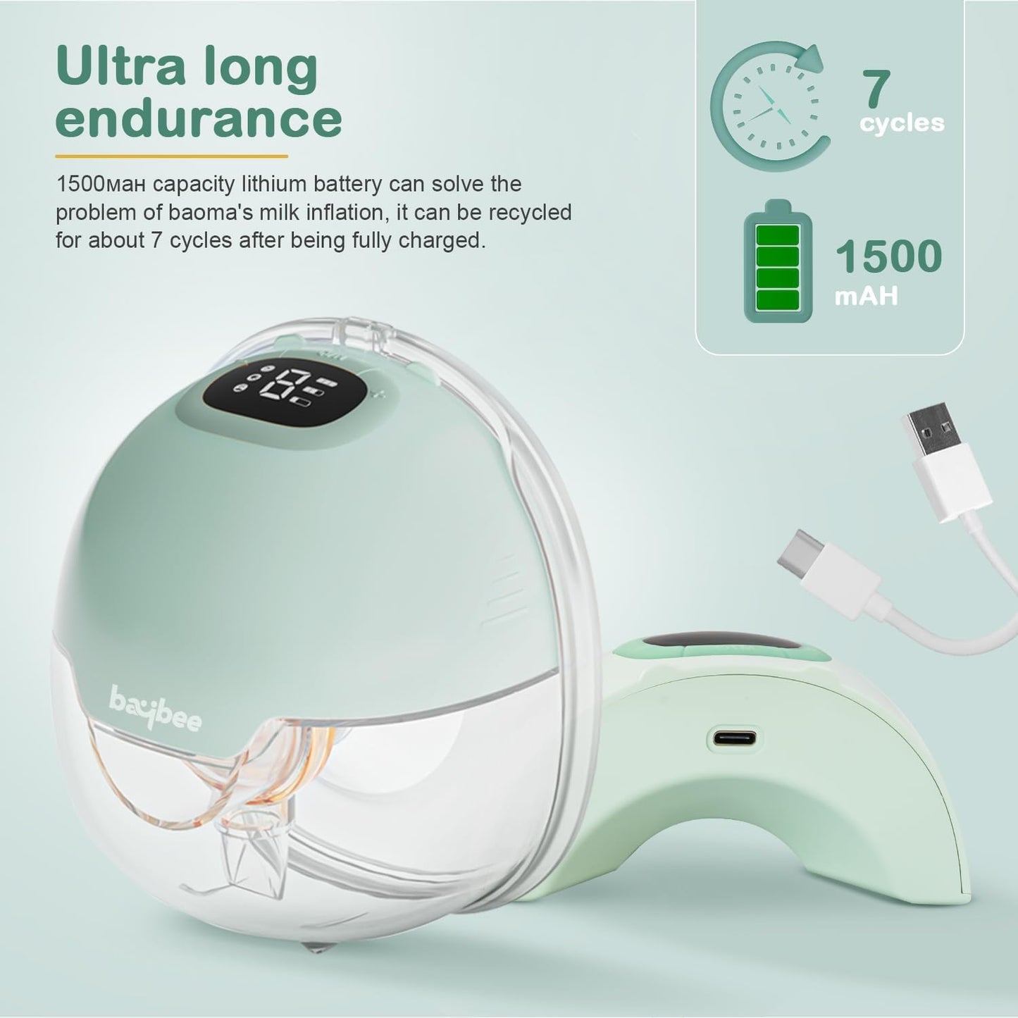 Baybee Wearable Electric Breast Pump, Automatic Breast Pump with 3 Phase Pumping Modes, 150ml Storage, 3 Modes & 9 Level Suction