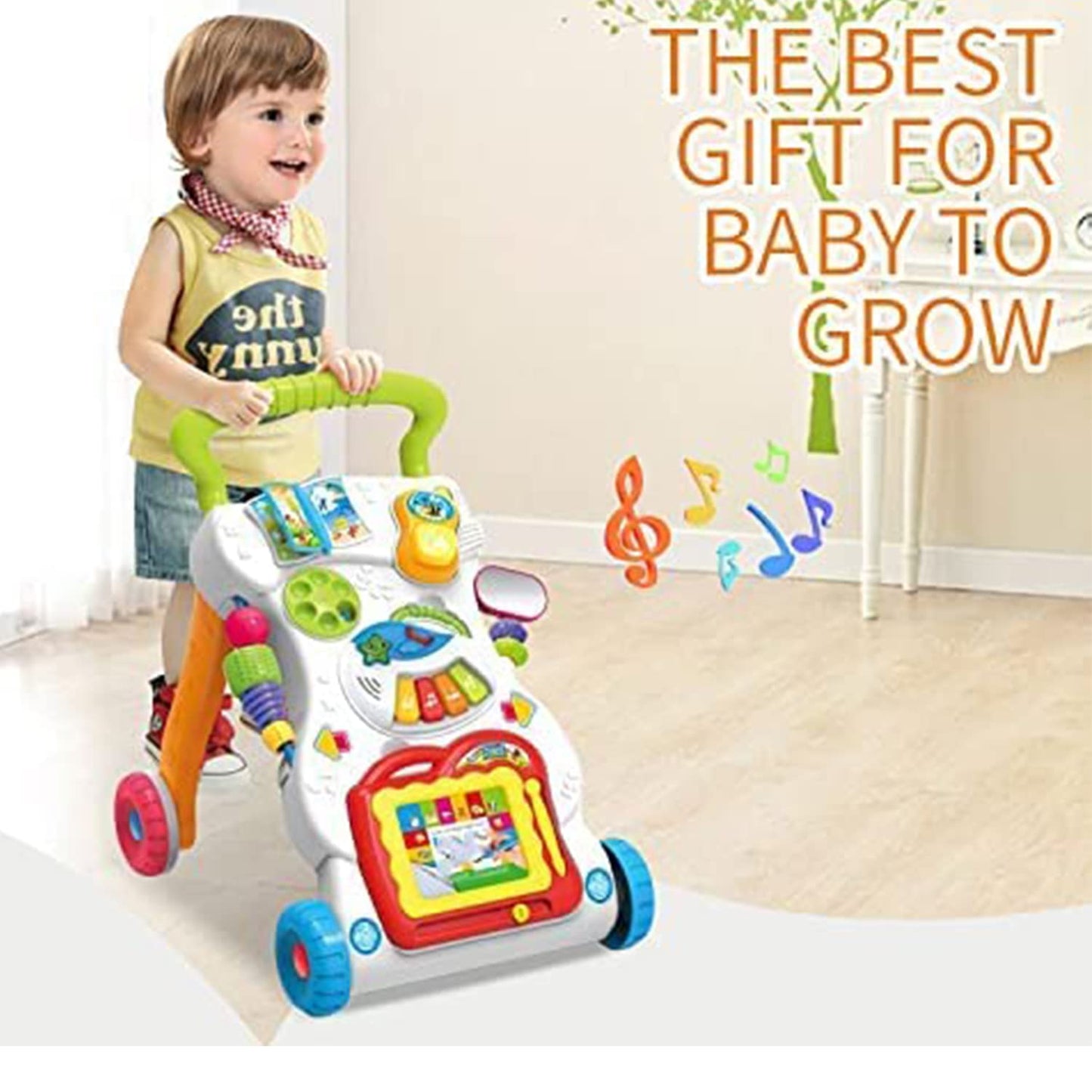 Baybee Dynamo 2 in 1 Baby Push Activity Walker for Kids with Speed Adjust Wheel, Writing Board, Piano & Rattles