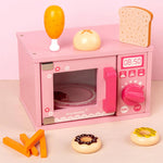 Baybee Mini Wooden Microwave Playset with Play Food Cooking Toys Oven Plaything Kitchen Pretend Play Toy Kitchen Montessori Toys
