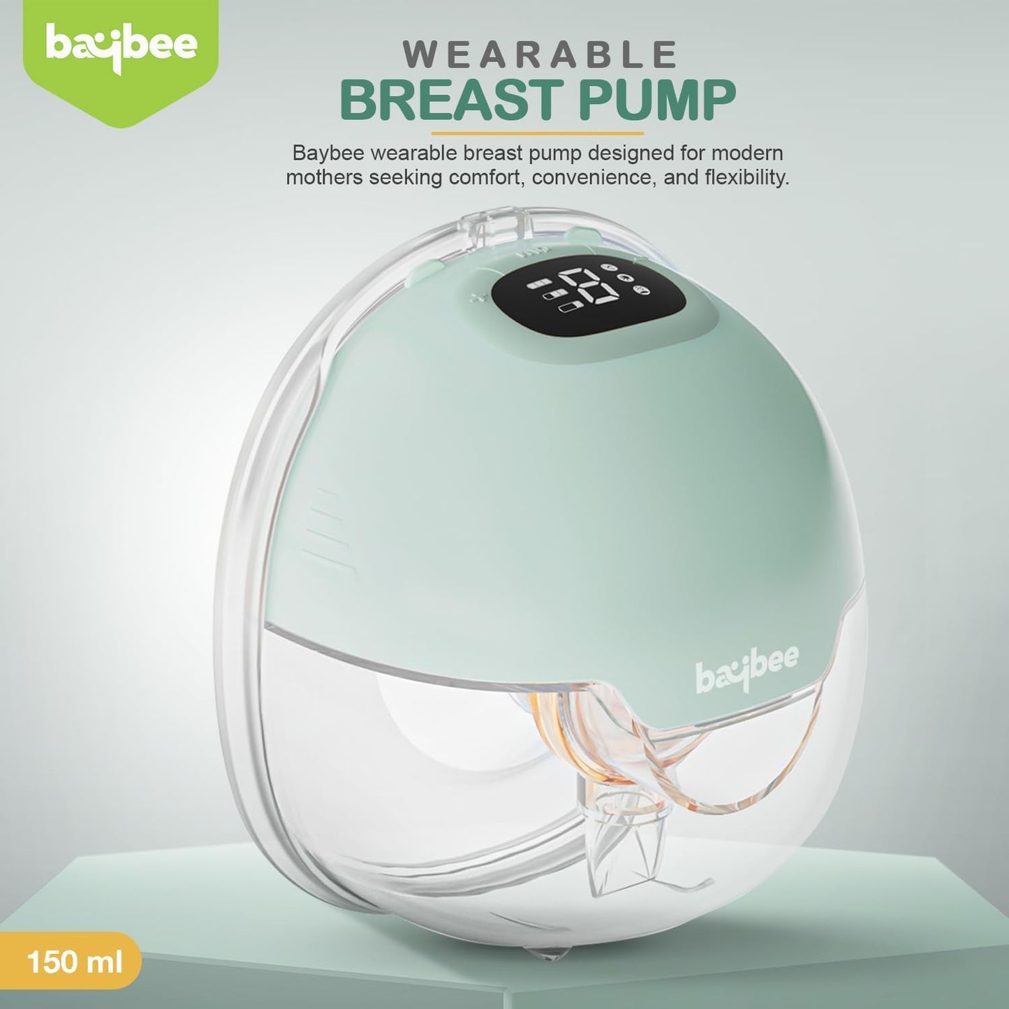Baybee Wearable Electric Breast Pump, Automatic Breast Pump with 3 Phase Pumping Modes, 150ml Storage, 3 Modes & 9 Level Suction