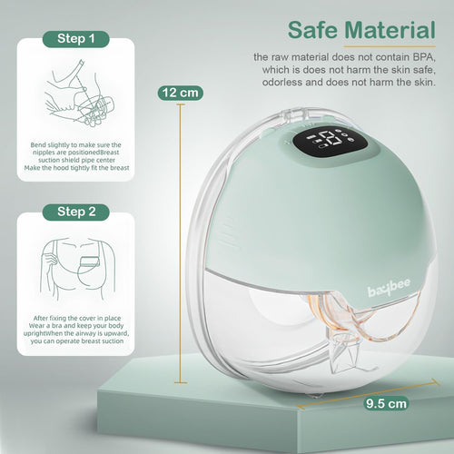 Baybee Wearable Electric Breast Pump, Automatic Breast Pump with 3 Phase Pumping Modes, 150ml Storage, 3 Modes & 9 Level Suction