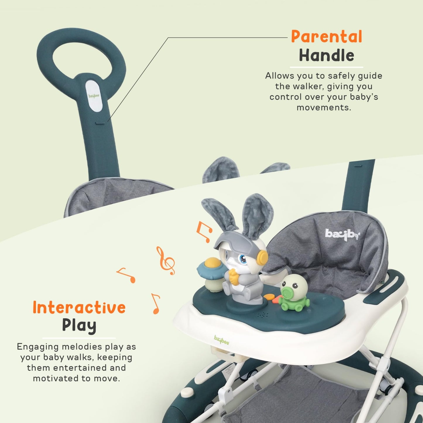 Baybee 3 IN 1 Baby Walker Cum Rocker, Activity Walker for Baby with 3 Height Adjustable & Parental Push Handle & Musical Bar