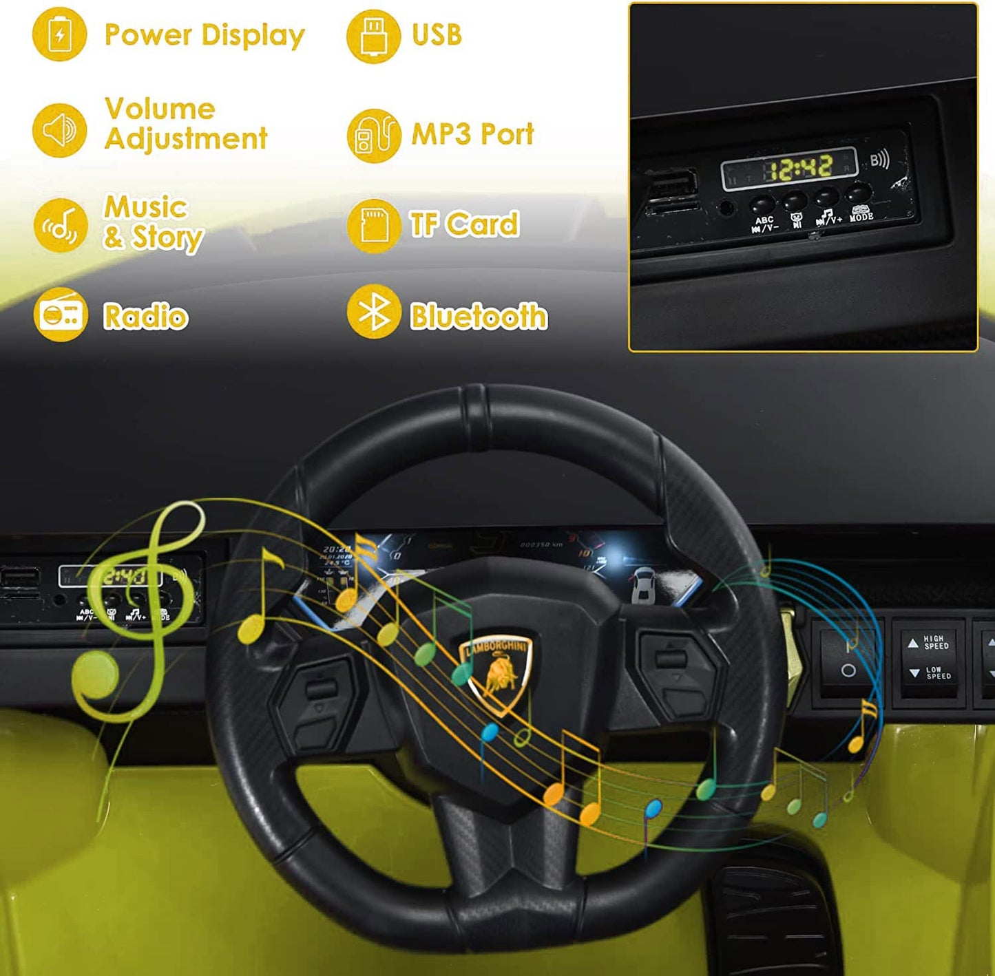 Baybee Licensed Sian Battery Operated Car for Kids, Ride on Toy Kids Car with Music, Light & USB | Electric Battery Car for Kids