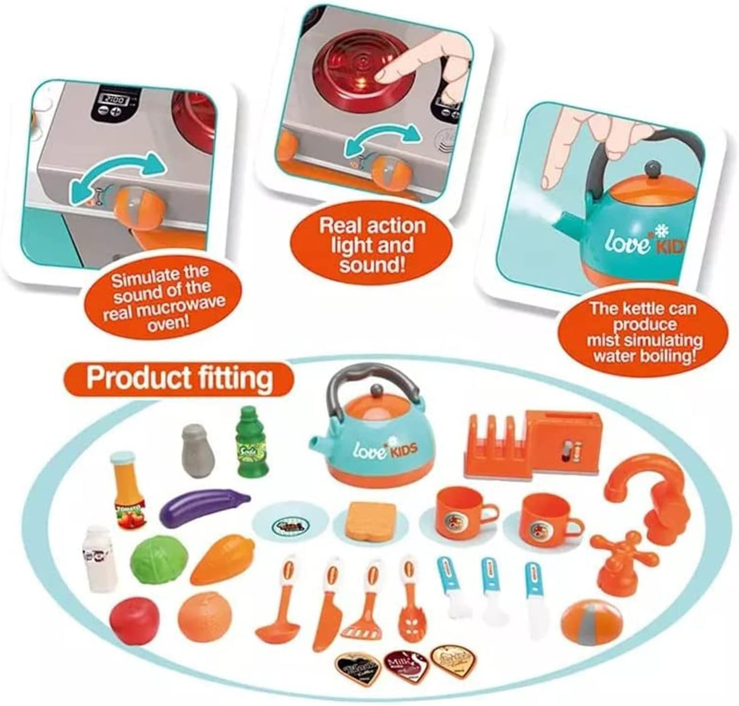 Baybee Little Chef Kitchen Set for Kids| Pretend Play Toys for Kids with Cooking Accessories Toys, Play Foods | Role Play Toys