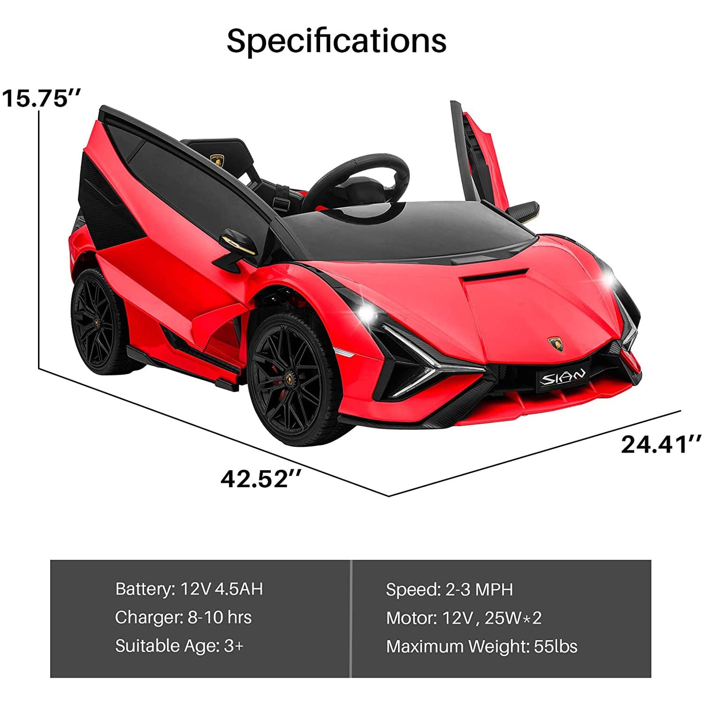 Baybee Licensed Sian Battery Operated Car for Kids, Ride on Toy Kids Car with Music, Light & USB | Electric Battery Car for Kids