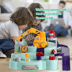 BAYBEE Adventure Rescue Truck Toy Set for Kids, Mechanical linkage Rail Car Race Track Parking Interactive Preschool Educational Toys