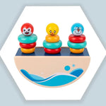 Baybee Wooden see saw Stacking Toys for Kids, Montessori Building Blocks Toy with 9 Colourful Rings, Learning Educational Game Pretend Play Set