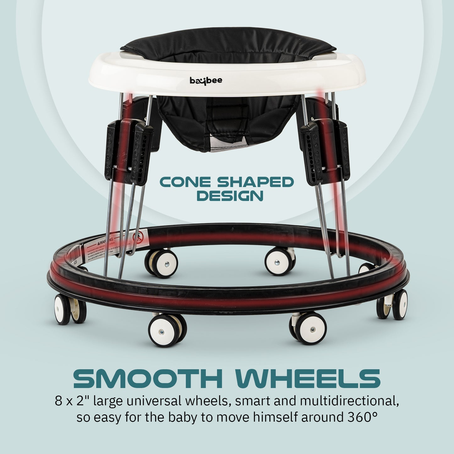 Baybee Indy Round Kids Walker for Baby with 5 Adjustable Height, Food Tray & PU Leather Seat