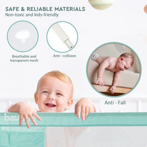 Baybee Bed Rail Guard for Baby – Portable, Adjustable Height, Foldable Safety Fence (180 x 63 cm) – Pack of 1