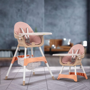 Baybee 2 in 1 Manta Baby High Chair,Feeding Booster Seat for Kids with 2 Height Adjustable, Tray, 5 Point Safety Belt and Basket