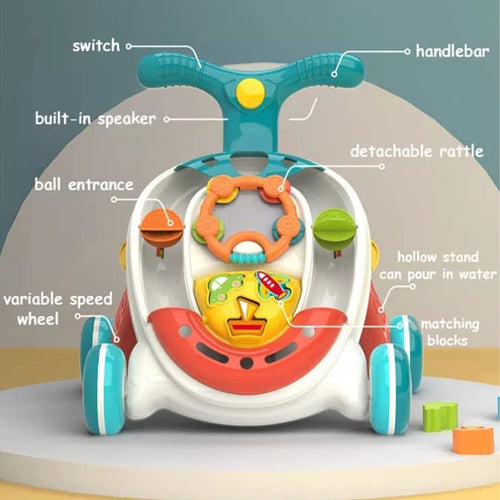 Baybee 2 in 1 Baby Push Activity Walker for Kids with Adjustable Height Handle, Light, Balls & Detachable Rattles