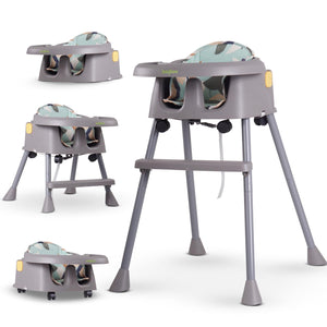 Baybee 4 in 1 Convertible Baby High Chair, Feeding Chair for Kids with Adjustable Height, Footrest, Detachable Food Tray & Five Point Safety Belt