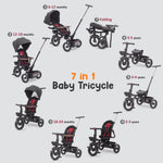 Baybee Cozy 7-in-1 Convertible Tricycle with Canopy & Parental Handle