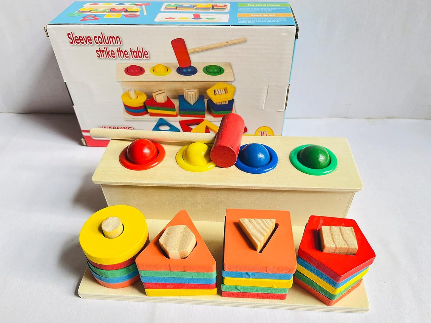 Baybee Wooden Hammer Case Toy Knock Pounding Bench for Kids with With Geometric Shape Sorting, Early Educational Activity Toy