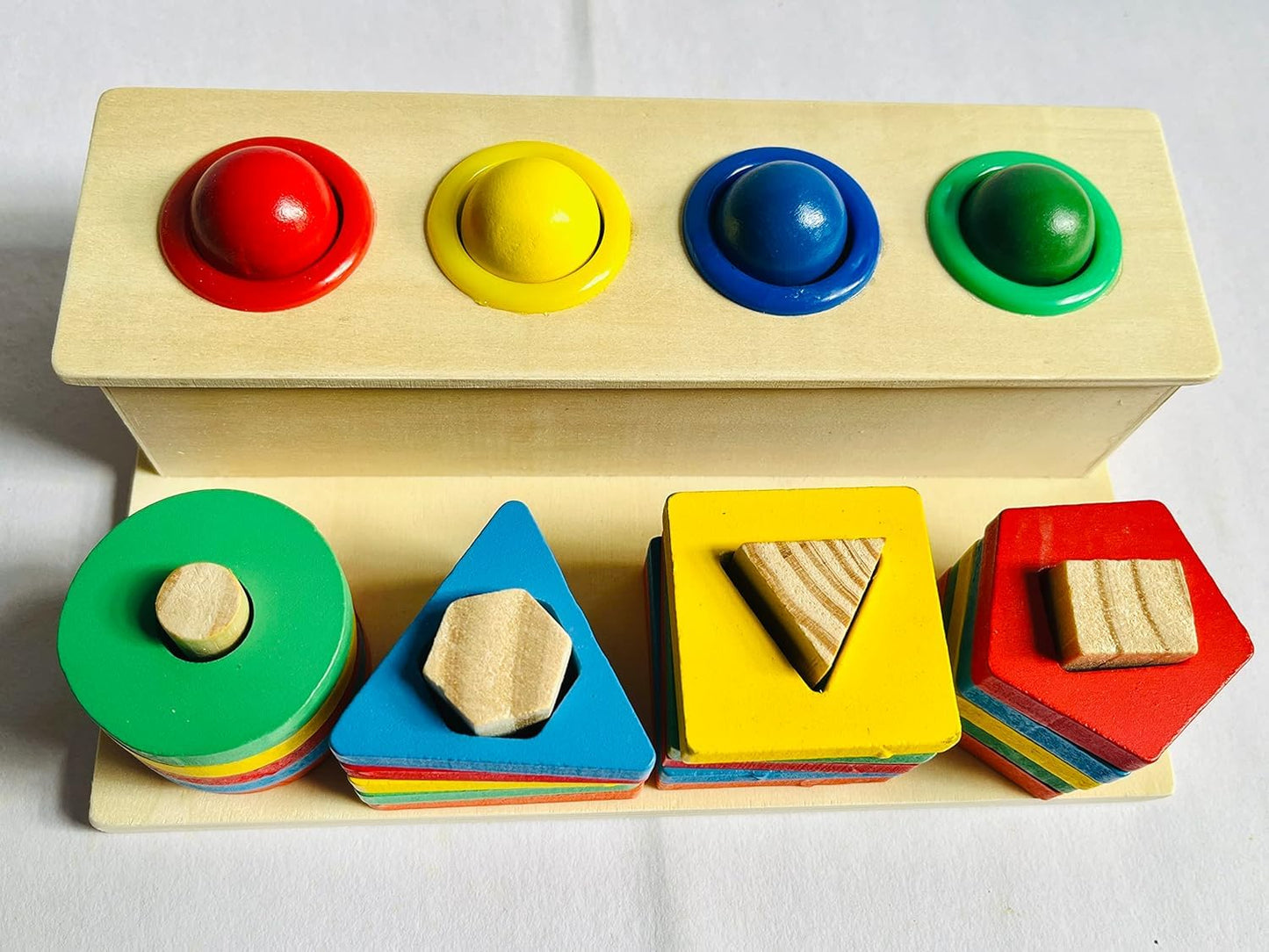 Baybee Wooden Hammer Case Toy Knock Pounding Bench for Kids with With Geometric Shape Sorting, Early Educational Activity Toy