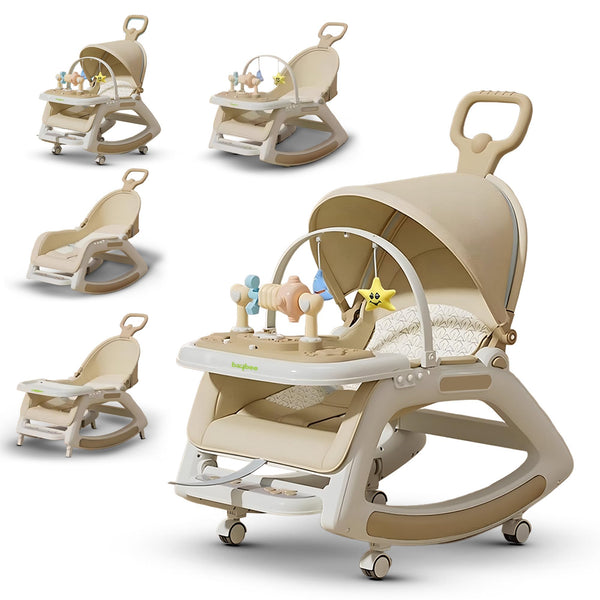 Baybee Baby Rocking Chair 5 in 1 with Recline & Canopy for Kids 0-3 Years