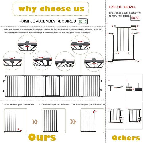 Baybee Auto Close Safety Baby Gate Auto Close Safety Baby Gate, Extra Tall and Wide Child Gate, Easy Walk Thru Durability Dog Gate