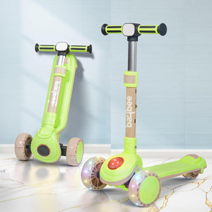 Baybee Forest Skate Scooter, Runner Scooter, Smart 3 Wheel Kick Scooter with 3 Adjustable Heights, Meta Frame, Music,LED, PU Wheels & Rear Brake