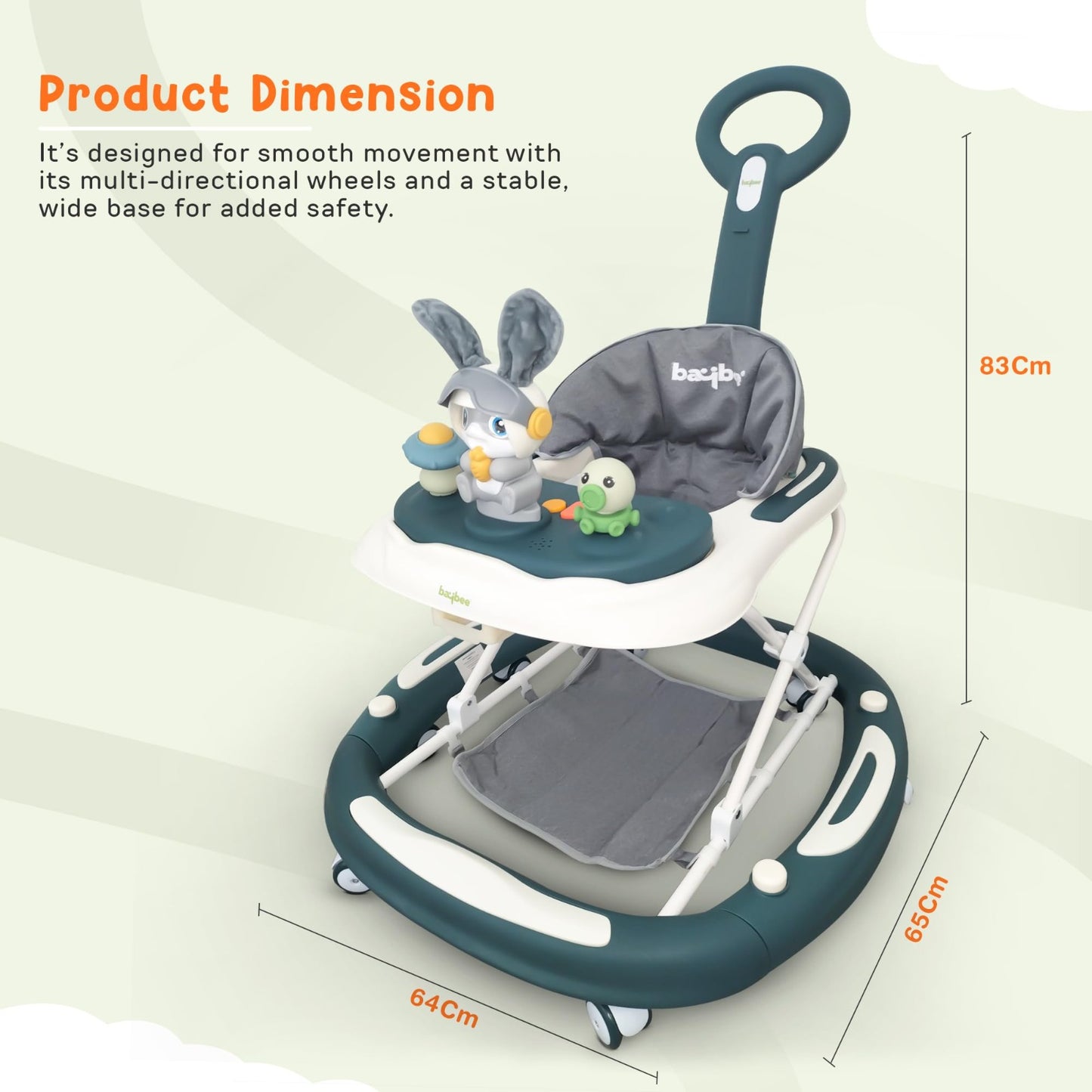 Baybee 3 IN 1 Baby Walker Cum Rocker, Activity Walker for Baby with 3 Height Adjustable & Parental Push Handle & Musical Bar