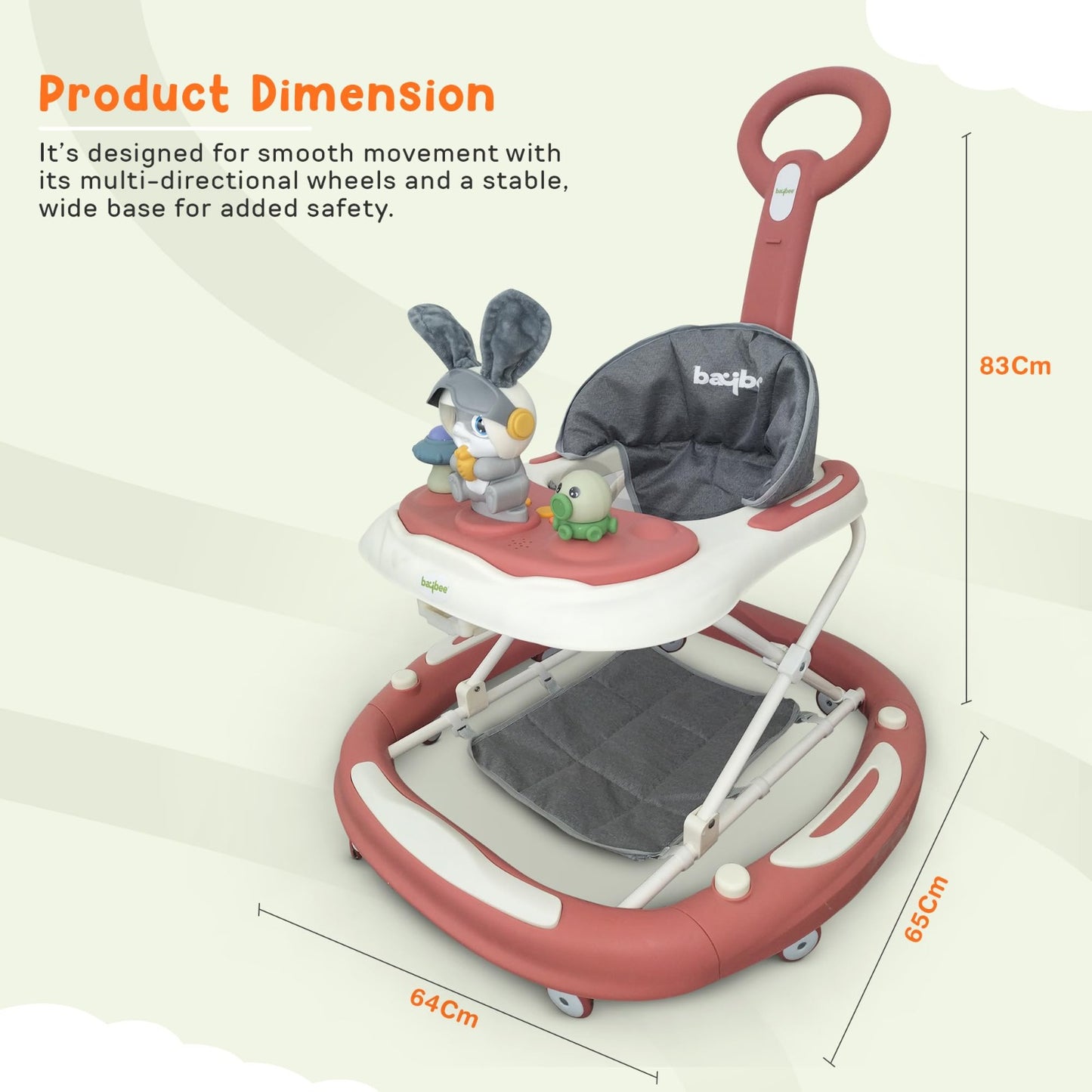 Baybee 3 IN 1 Baby Walker Cum Rocker, Activity Walker for Baby with 3 Height Adjustable & Parental Push Handle & Musical Bar