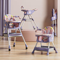 Baybee Baby High Chair for Kids with Adjustable Height, Tray, Wheels, Safety Belt, Cushion and Footrest | Baby Feeding Booster Seat