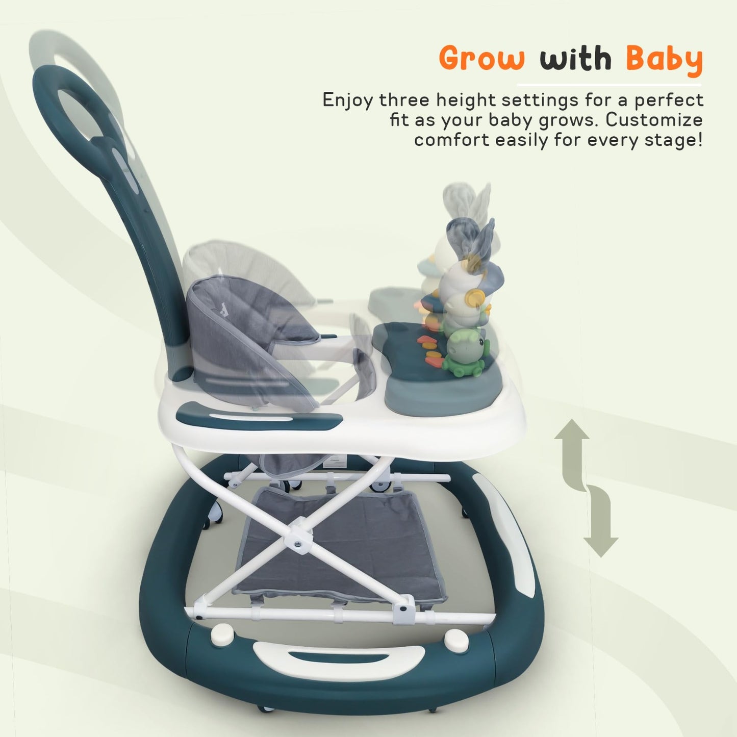 Baybee 3 IN 1 Baby Walker Cum Rocker, Activity Walker for Baby with 3 Height Adjustable & Parental Push Handle & Musical Bar