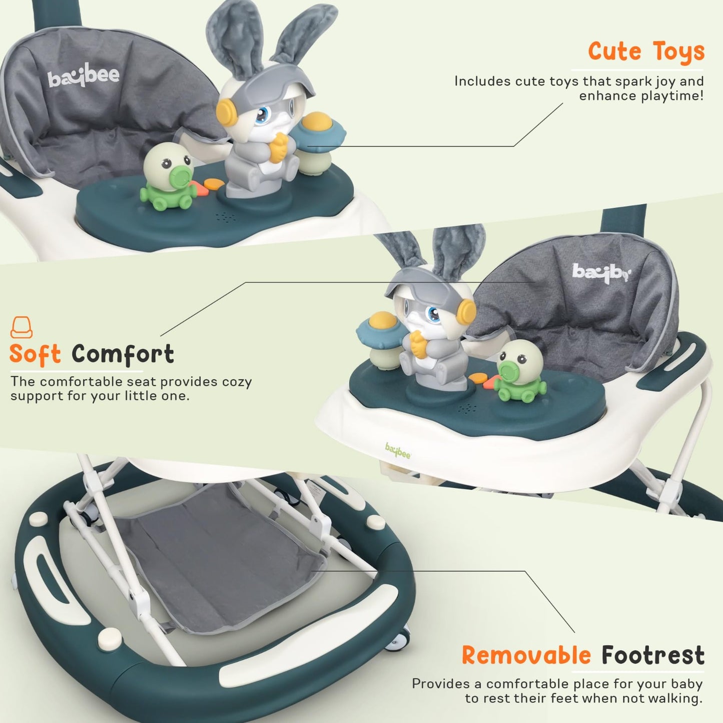 Baybee 3 IN 1 Baby Walker Cum Rocker, Activity Walker for Baby with 3 Height Adjustable & Parental Push Handle & Musical Bar