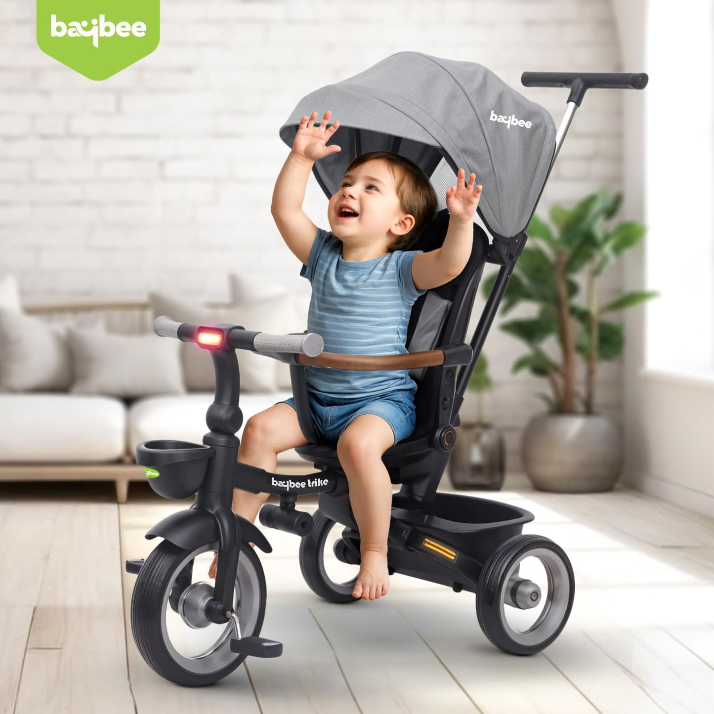 Baybee Cozy 7-in-1 Convertible Tricycle with Canopy & Parental Handle