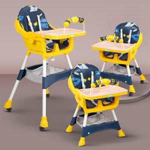 Baybee Aurora Convertible High Chair, Feeding Chair for Kids with Adjustable Height, Tray, Wheels, Safety Belt, Cushion and Footrest