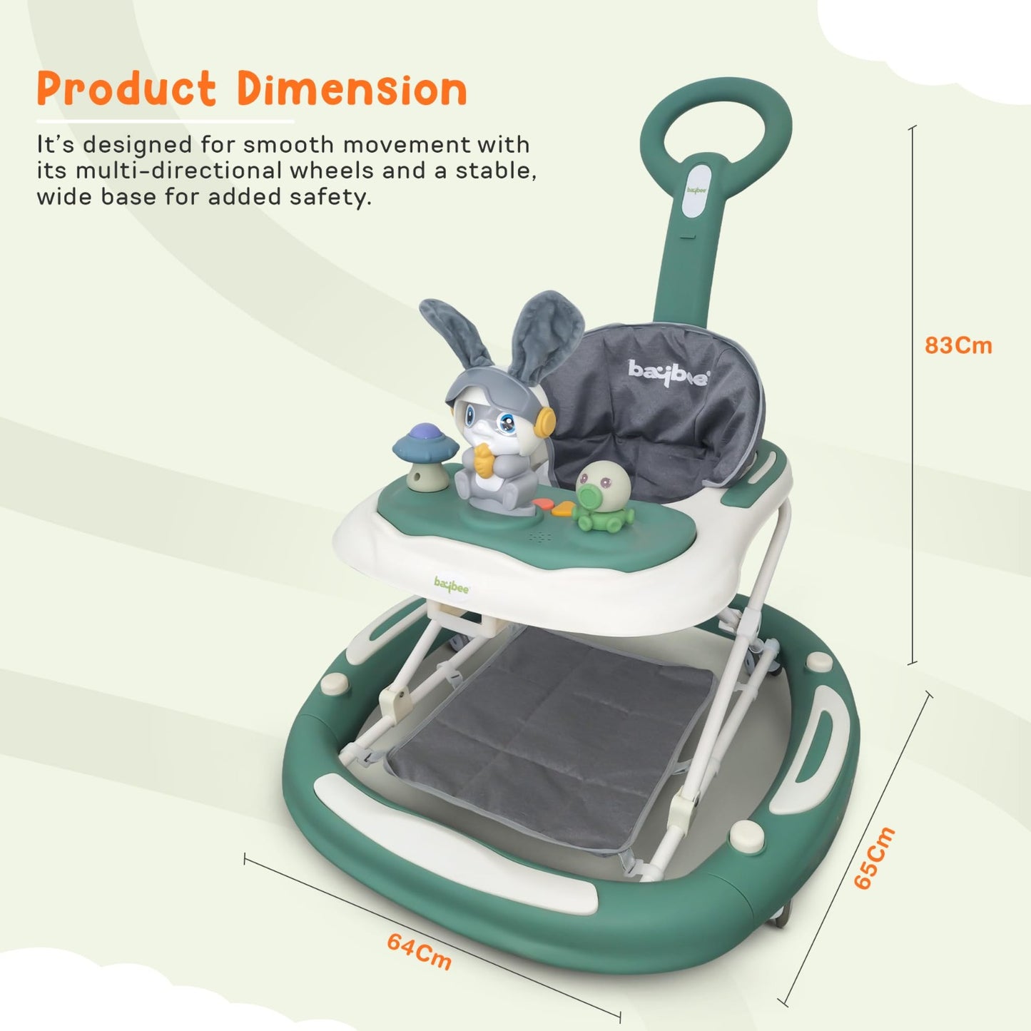 Baybee 3 IN 1 Baby Walker Cum Rocker, Activity Walker for Baby with 3 Height Adjustable & Parental Push Handle & Musical Bar