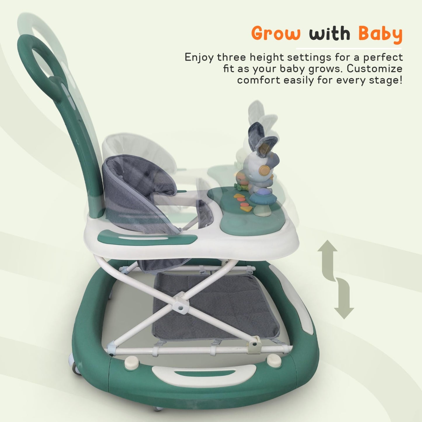 Baybee 3 IN 1 Baby Walker Cum Rocker, Activity Walker for Baby with 3 Height Adjustable & Parental Push Handle & Musical Bar