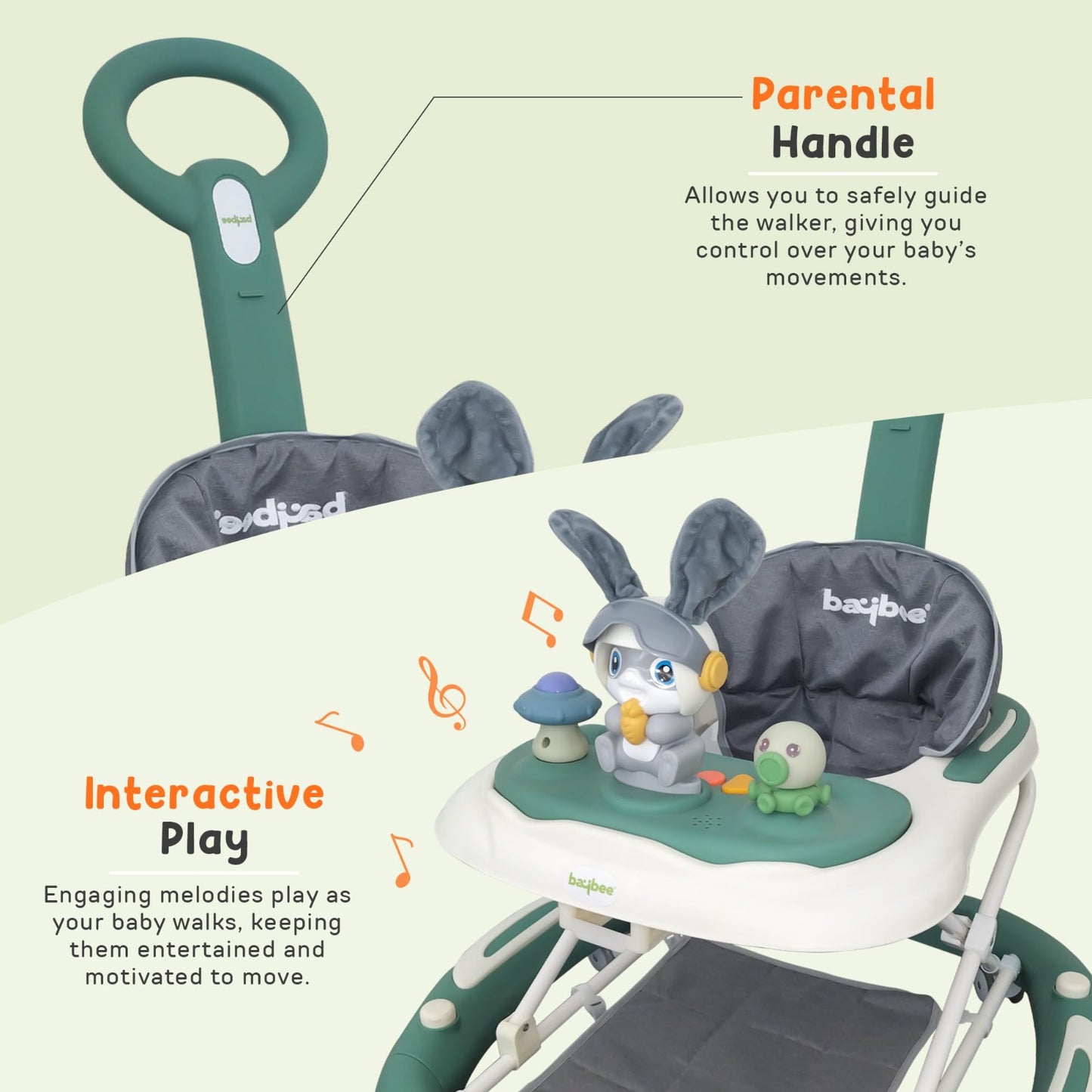 Baybee 3 IN 1 Baby Walker Cum Rocker, Activity Walker for Baby with 3 Height Adjustable & Parental Push Handle & Musical Bar