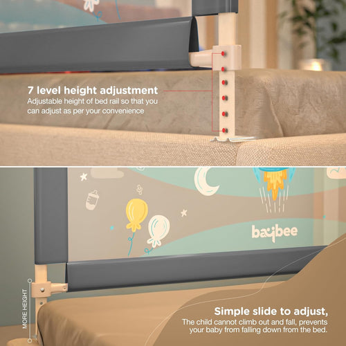 Baybee Bed Rail Guard for Baby – Portable, Adjustable Height, Foldable Safety Fence (180 x 63 cm) – Pack of 1