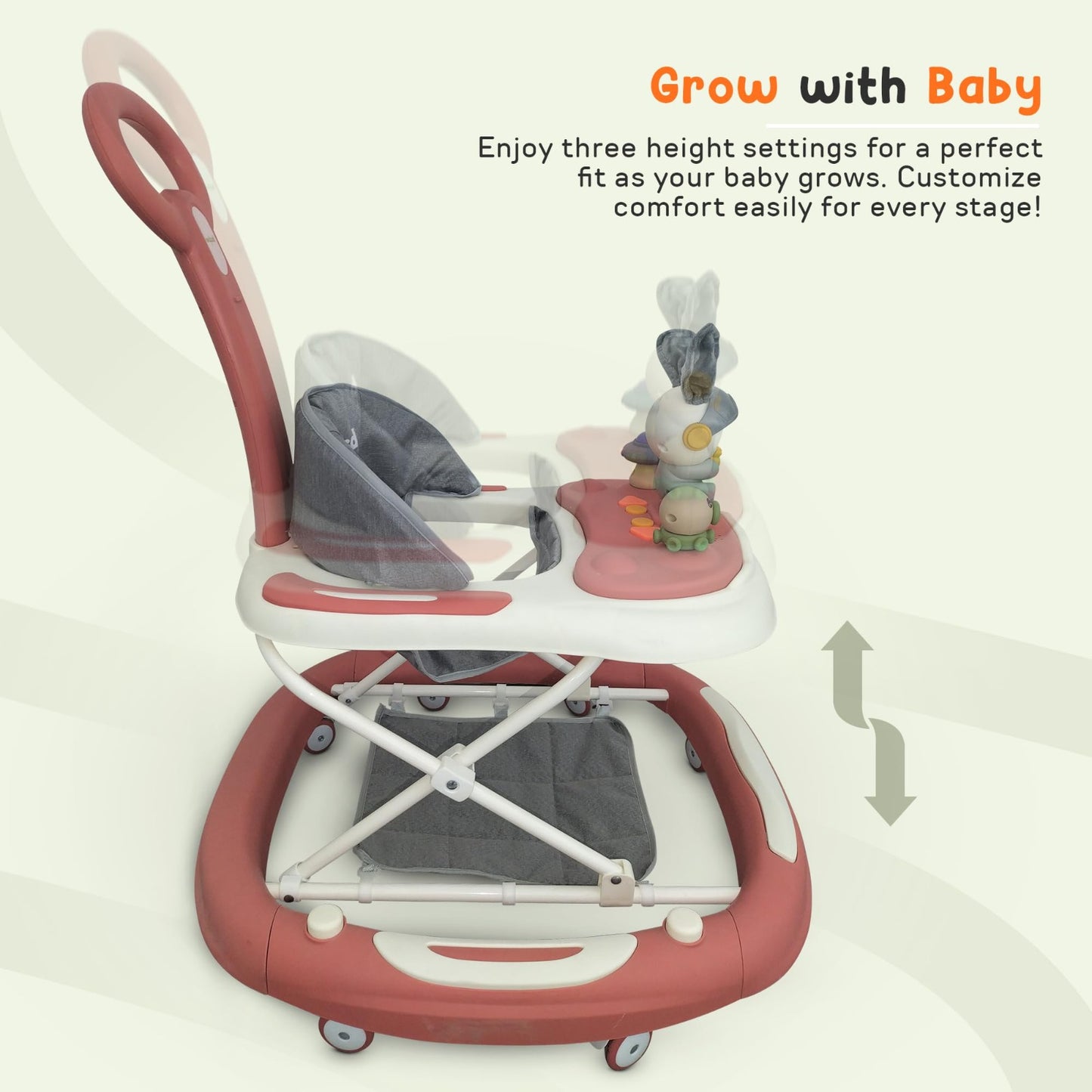 Baybee 3 IN 1 Baby Walker Cum Rocker, Activity Walker for Baby with 3 Height Adjustable & Parental Push Handle & Musical Bar