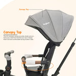 Baybee Cozy 7-in-1 Convertible Tricycle with Canopy & Parental Handle