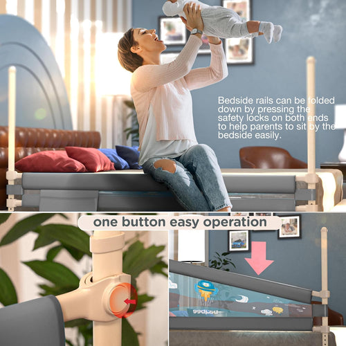 Baybee Bed Rail Guard for Baby – Portable, Adjustable Height, Foldable Safety Fence (180 x 63 cm) – Pack of 1