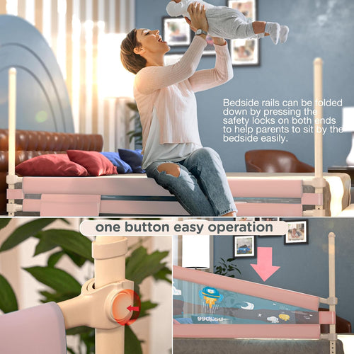 Baybee Bed Rail Guard for Baby – Portable, Adjustable Height, Foldable Safety Fence (180 x 63 cm) – Pack of 1