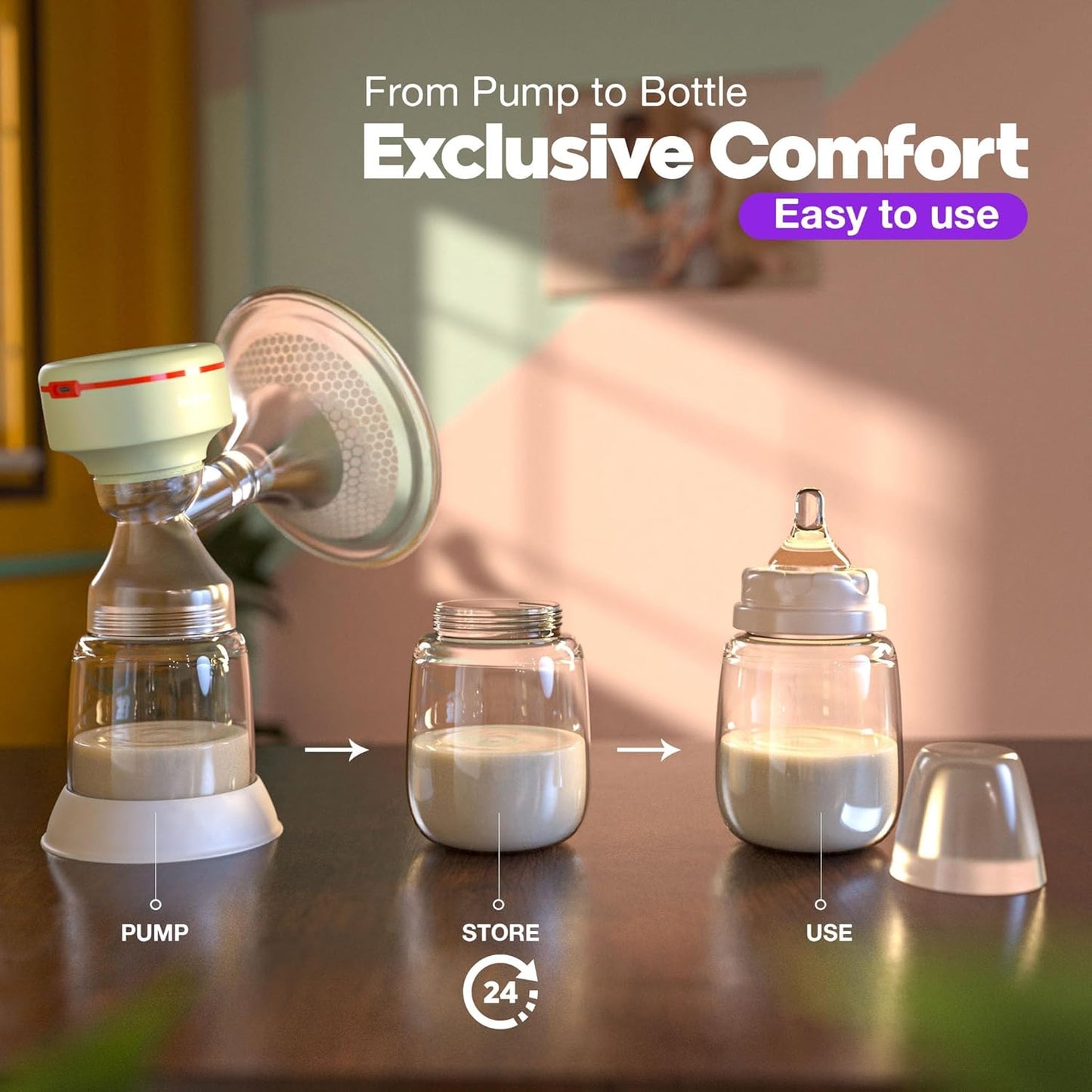Baybee Mivac Electric Breast Pump, Automatic Breast Pump with LED Display, 4 Modes, 9 Suction Levels & Massage Function