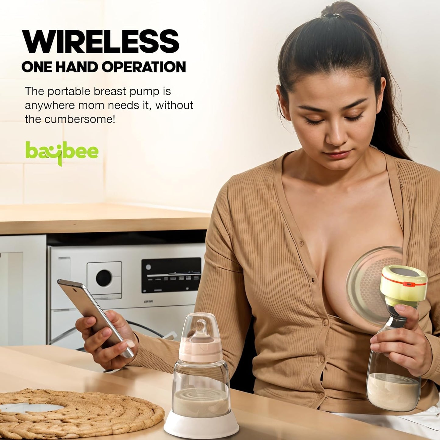 Baybee Mivac Electric Breast Pump, Automatic Breast Pump with LED Display, 4 Modes, 9 Suction Levels & Massage Function
