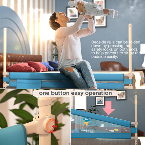 Baybee Bed Rail Guard for Baby – Portable, Adjustable Height, Foldable Safety Fence (180 x 63 cm) – Pack of 1